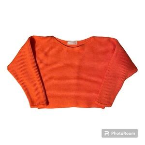ANTHROPOLOGIE Orange Ribbed Batwing Sweater XS EUC